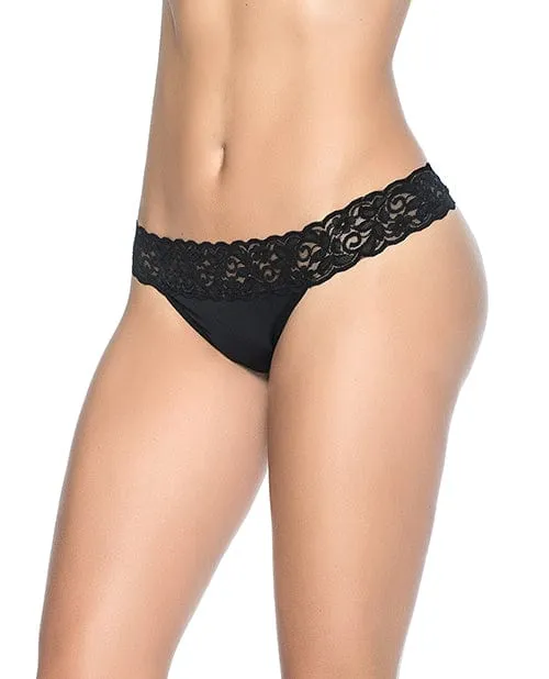 Anal Mapale Lace Trim Thong Black