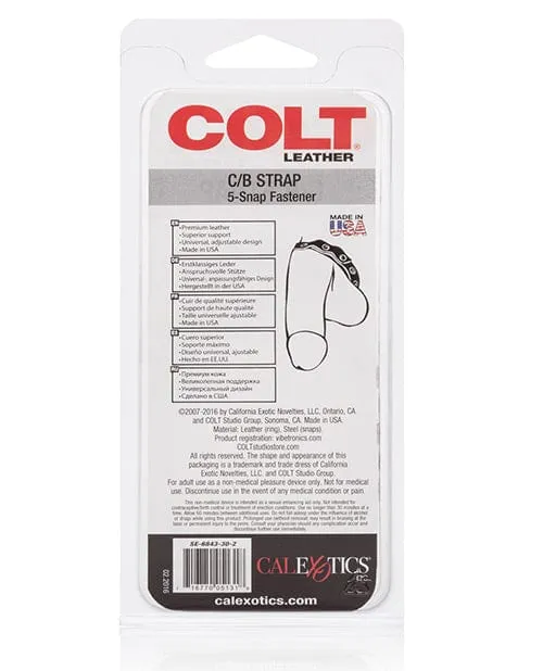 Colt Leather CB Strap 5 Snap Fastener Black CalExotics Anal Colt Leather CB Strap 5 Snap Fastener Black CalExotics Anal
