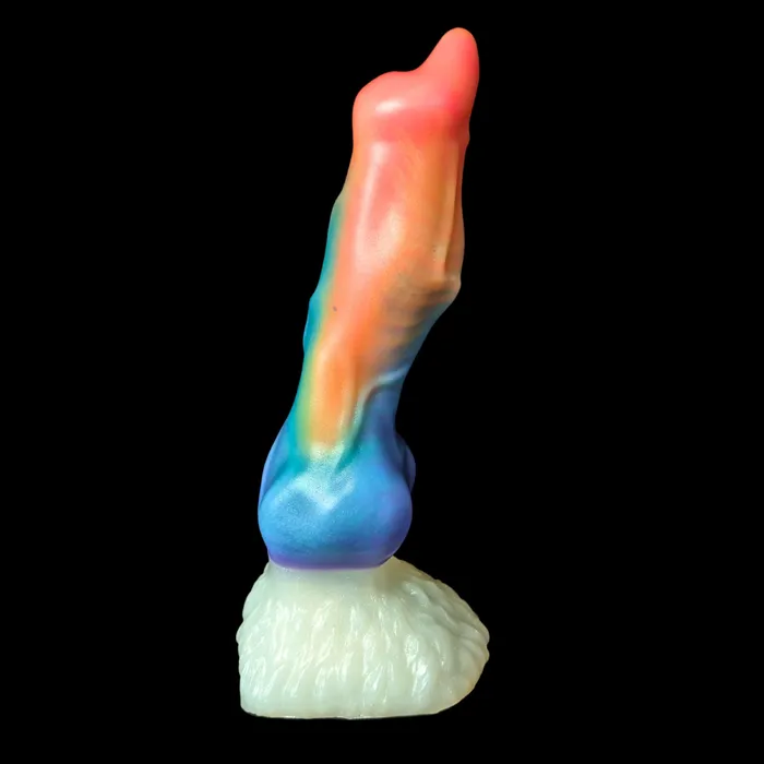 Female Sex Toys Kreature Adult Toys Premade XL Cerberus Split with Blend Rainbow Colors upper and Sparkle White base Classic Firmness