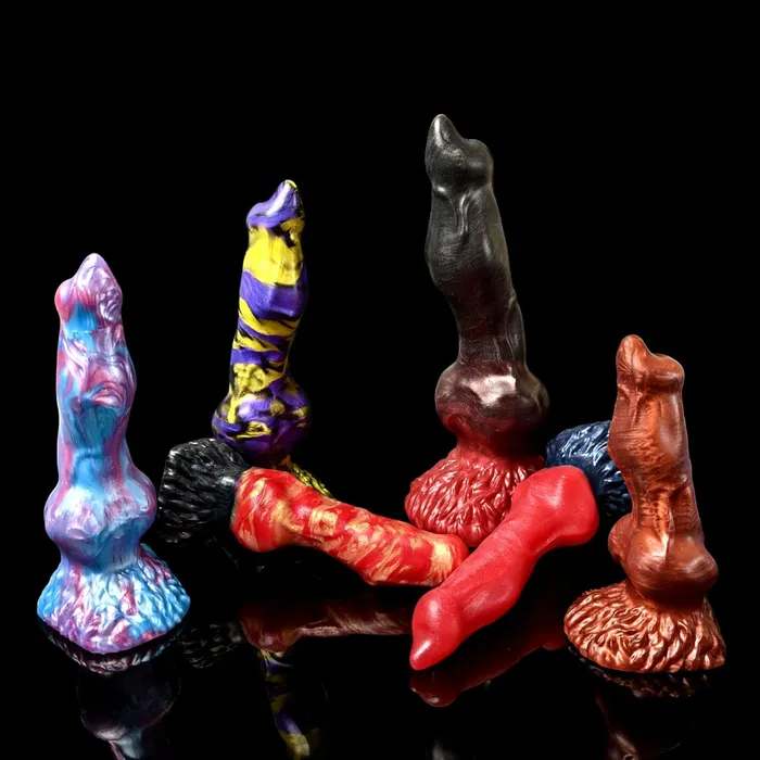 Female Sex Toys Kreature Adult Toys Premade XL Cerberus Split with Blend Rainbow Colors upper and Sparkle White base Classic Firmness