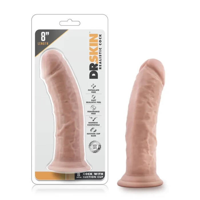 Blush Female Sex Toys Dr Skin 8 Realistic PVC Cock Dildo With Suction Cup
