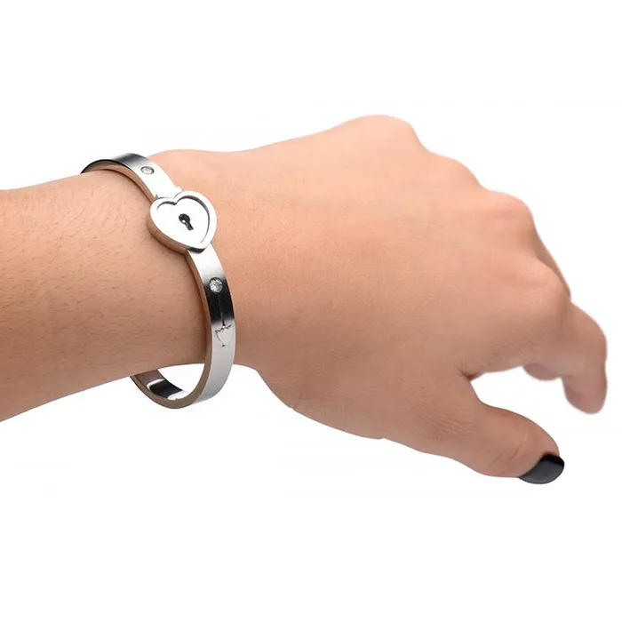 Master Series Male Sex Toys MASTER SERIES CUFFED LOCKING BRACELET AND KEY NECKLACE