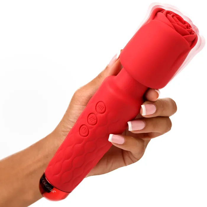 Vibrators Curve Toys Pleasure Rose 10X Silicone Wand w Rose Attachment
