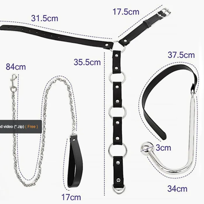 Xinghaoya Restraints Xinghaoya Leather Bondage Set with Anal Hook Xinghaoya Restraints Xinghaoya Leather Bondage Set with Anal Hook