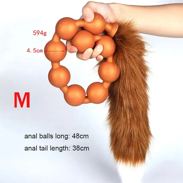 Anal Domlust Long Anal Beads BDSM Tail Butt Plug Big Anal Expansion Luminous Anal Sex Toy