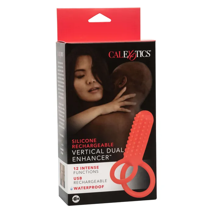CalExotics Vibrators Silicone Rechargeable Vertical Dual Enhancer Red CalExotics Vibrators Silicone Rechargeable Vertical Dual Enhancer Red