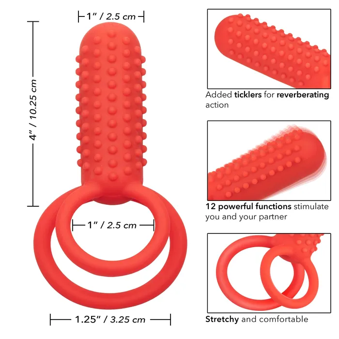 CalExotics Vibrators Silicone Rechargeable Vertical Dual Enhancer Red CalExotics Vibrators Silicone Rechargeable Vertical Dual Enhancer Red