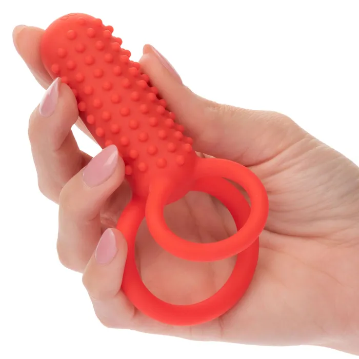 CalExotics Vibrators Silicone Rechargeable Vertical Dual Enhancer Red CalExotics Vibrators Silicone Rechargeable Vertical Dual Enhancer Red