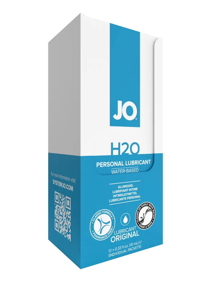 JO Lubricants Sexual Health Wellbeing JO H2O Foil Display Box Original Lubricant 034 floz 10 mL