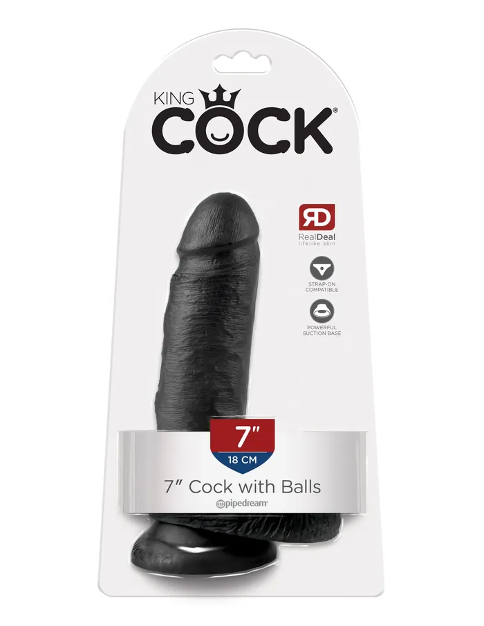 King Cock 7Inch Cock With Balls Black Pipedream Dildos