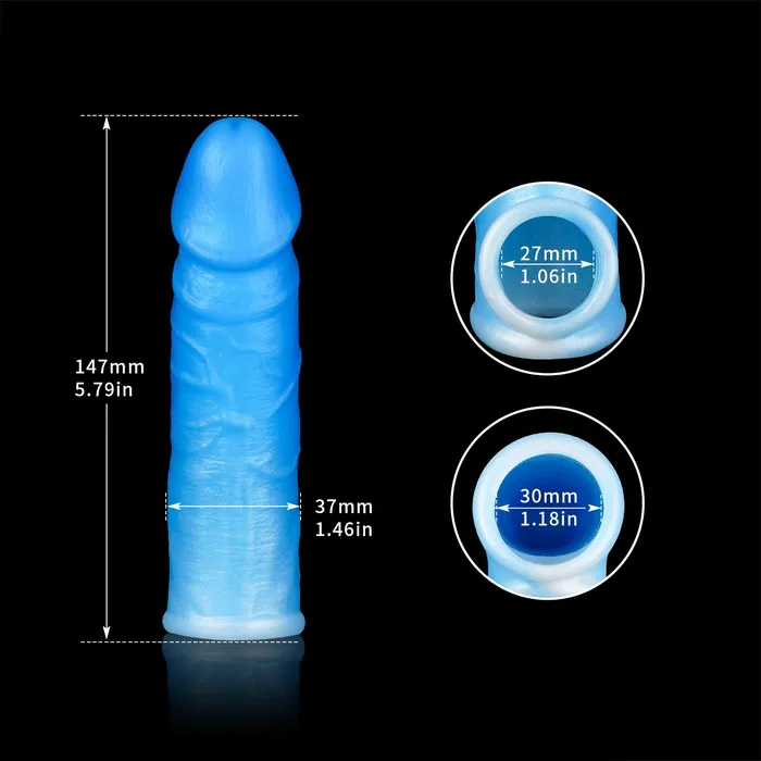 Male Sex Toys Luminous Life Size Cock Sleeve Enlarger Realistic Dildo Penis Ring Silicone Sex Toy for Men Domlust