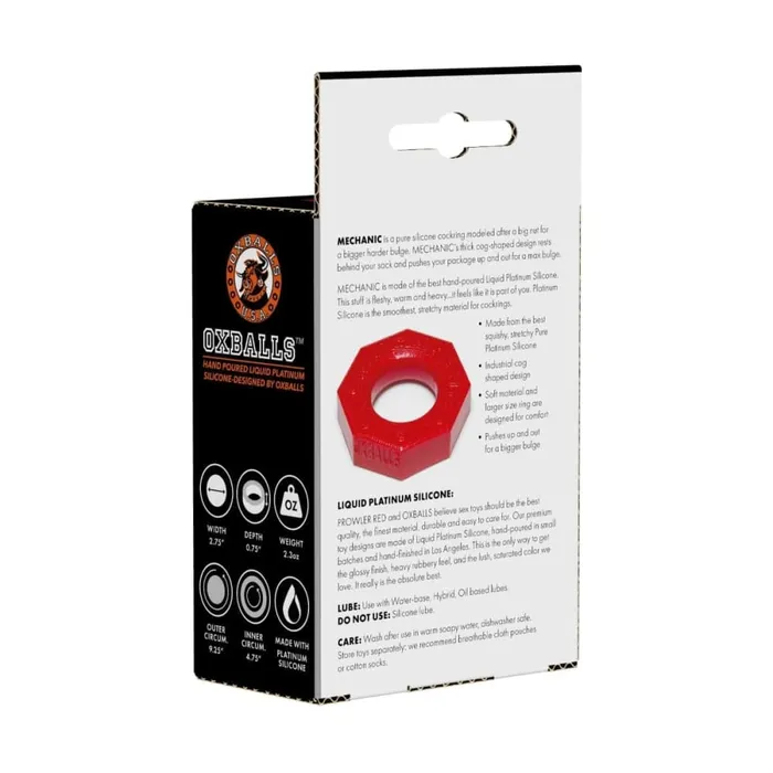 Male Sex Toys Prowler Red Prowler RED By Oxballs Mechanic Cock Ring Red
