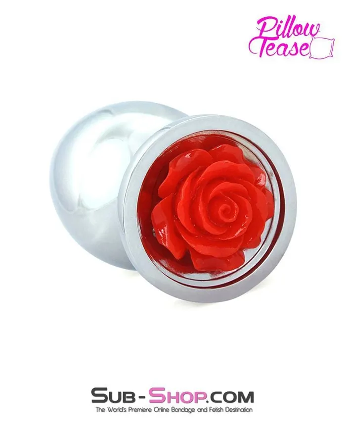 Anal Eiffel 0493ESIS Sissy Harlot Large Red Rose Base Chrome Anal Plug