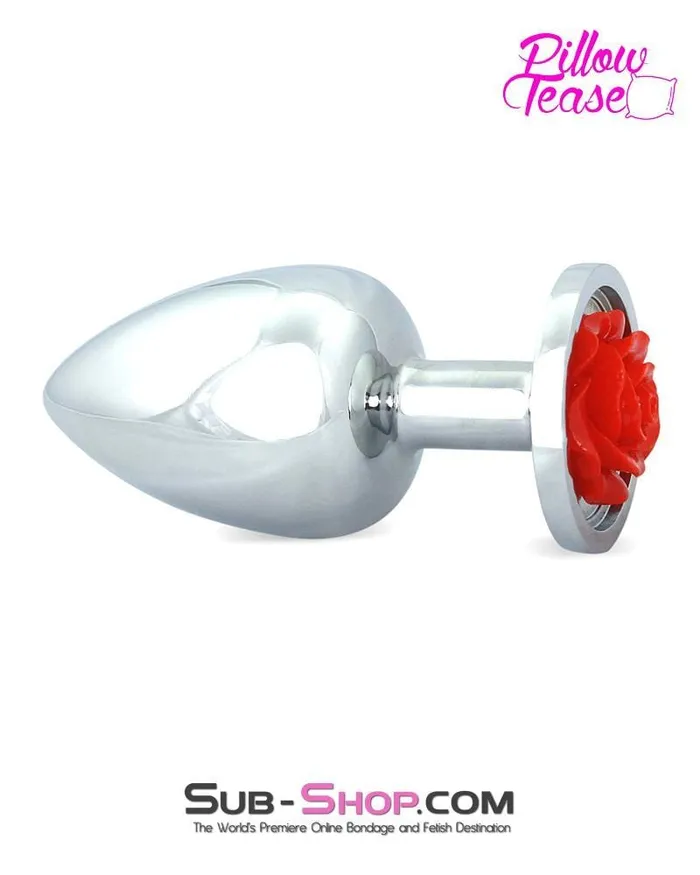 Anal Eiffel 0493ESIS Sissy Harlot Large Red Rose Base Chrome Anal Plug