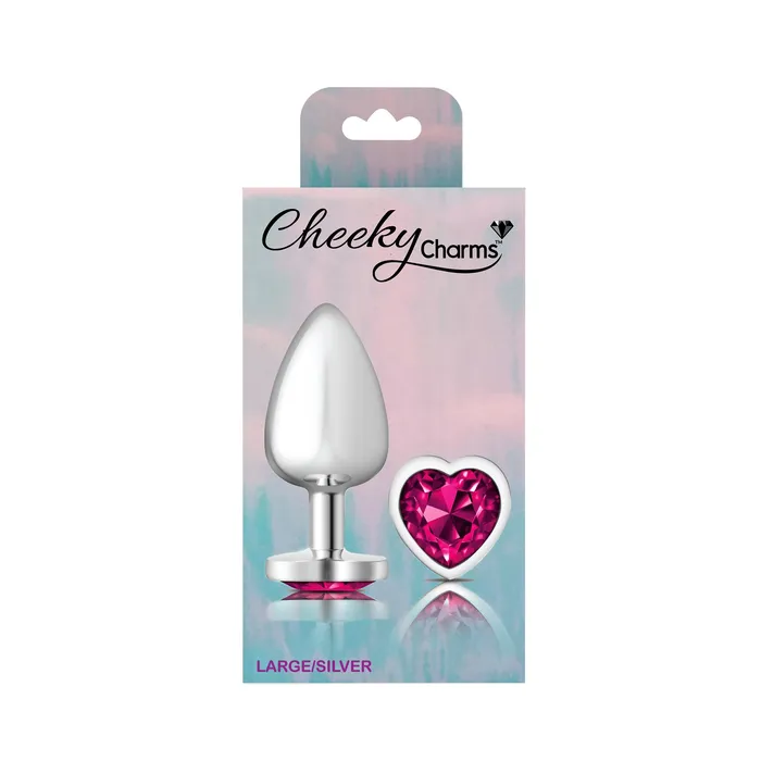 Anal Viben Cheeky CharmsSilver Metal Butt Plug HeartBright PinkLarge Anal Viben Cheeky CharmsSilver Metal Butt Plug HeartBright PinkLarge