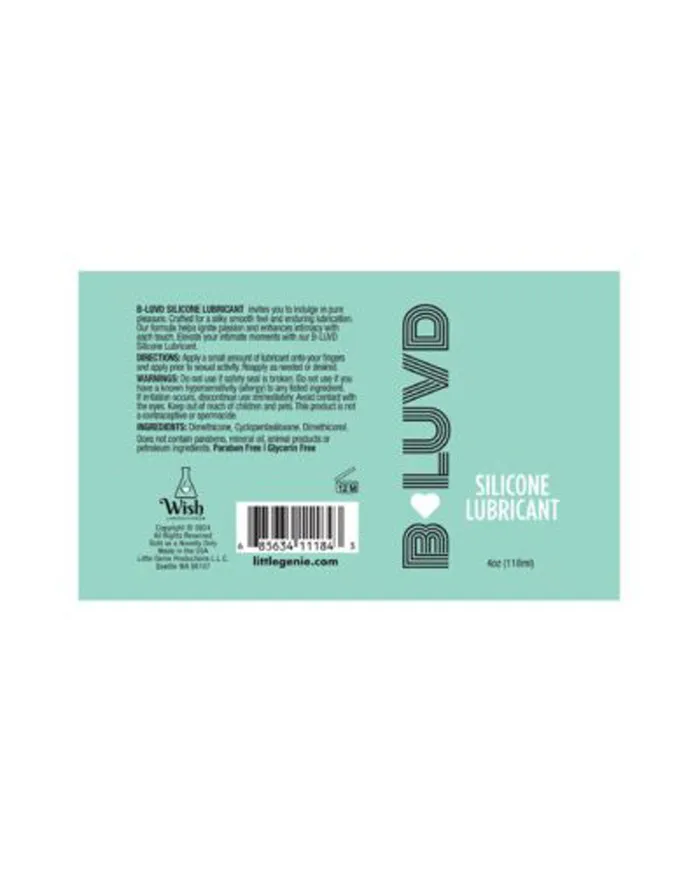 BLuvd Silicone Lubricant 4oz Little Genie Lubricants