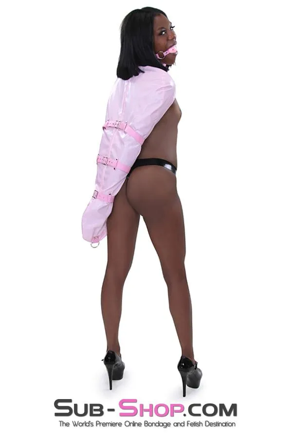 Idea 7039MHSIS Forced Sissy Pink Open Breast Feminization Sissy Bitch Locking Armbinder Top Vibrators