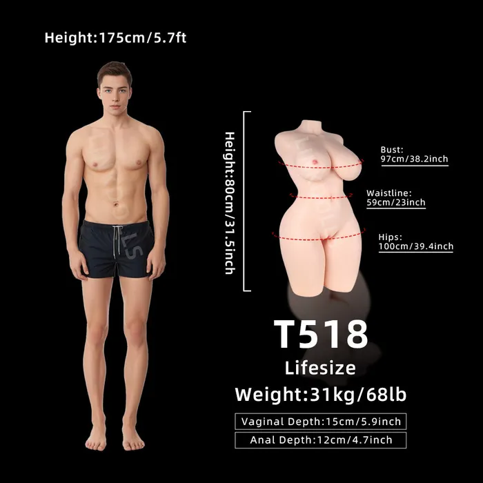 Male Sex Toys Dang Xia T51880cm68lbs Luxury Full Silicone Ass BBW Sex Doll TorsoNice Ass For doggystyle