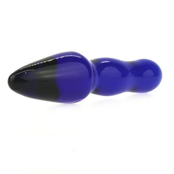 Moonwell 9784M Cobalt Ice Glass Double Ended Tapered Massaging Rod LAST CHANCE Final Closeout Dildos
