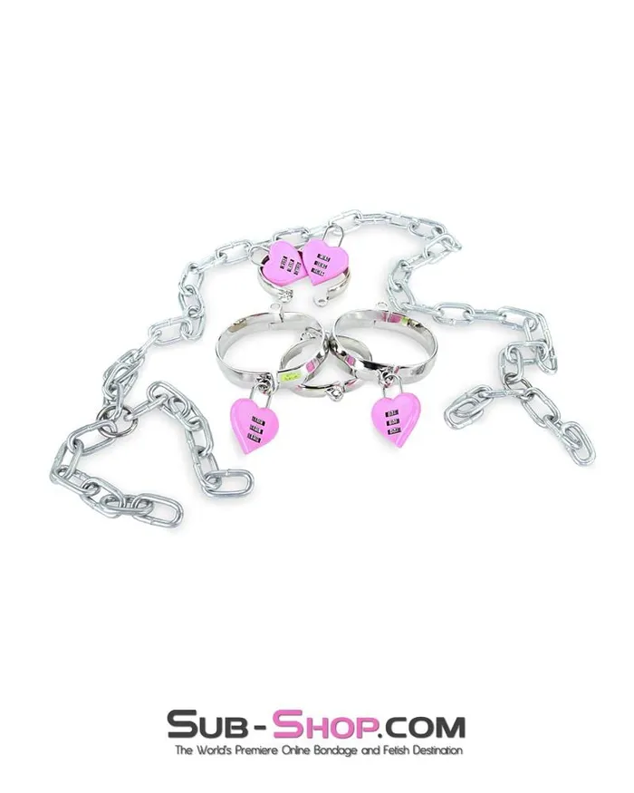 Moonwell Dildos 3307M Pink Heart Combination Bondage Gear Lock