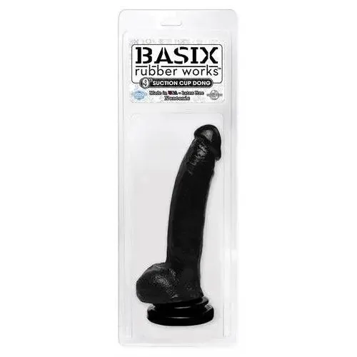Pipedream Dildos Basix Rubber Works 9 Inch Suction Cup Dong Black